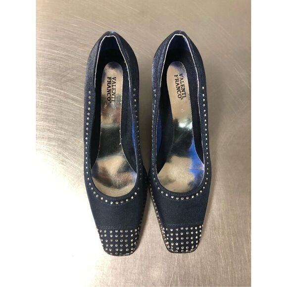 Valenti Franco Womens Blue Nylon Heels with Rhinestones Size 6M - Picture 2 of 15